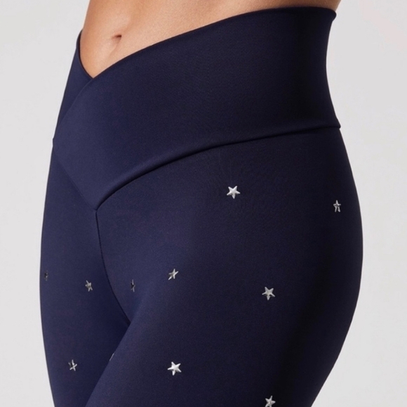 Beach Riot Sport Cara Star Studded Leggings Navy Blue Silver Stud Stars Size Med - Picture 12 of 12